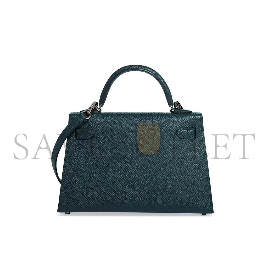 HERMÈS MASTER MINI KELLY IIEPSOM DUCK BLUE WITH PALLADIUM HARDWARE (19*12*5.5cm) 